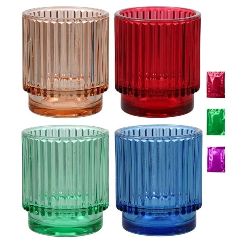 Glass Candle Holders Set of 4, Plated Cut Candleholder for Candlesticks Table Ce - Picture 1 of 6